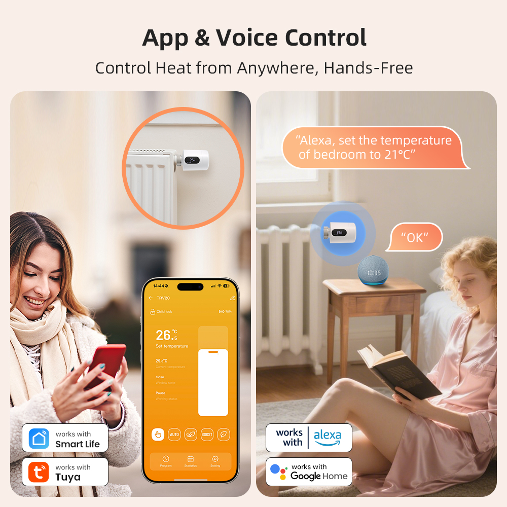 SafeHome TRV20 Tuya Wireless Temperature Control for Room Heating Zigbee Smart Thermostatic Radiator Valve — изображение 3
