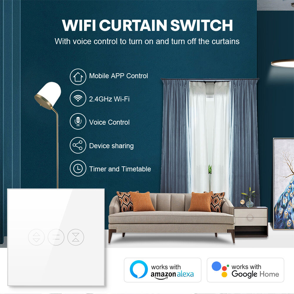 SafeHome Tuya Wifi Smart Alexa Google Remote Control Home Wifi Touch Shutter Roller Smart Curtain Switch — изображение 6