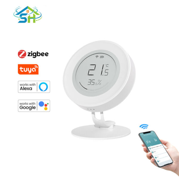 SafeHome Tuya Zigbee E-ink Screen Smart Temperature Humidity Sensor Work with Alexa and Google Home