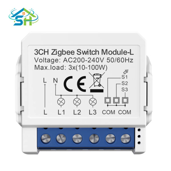 SafeHome10A 3 Gang Smart Control Tuya Smart App Smart Life Switch No Neutral Zigbee 3.0 Smart Switch Module
