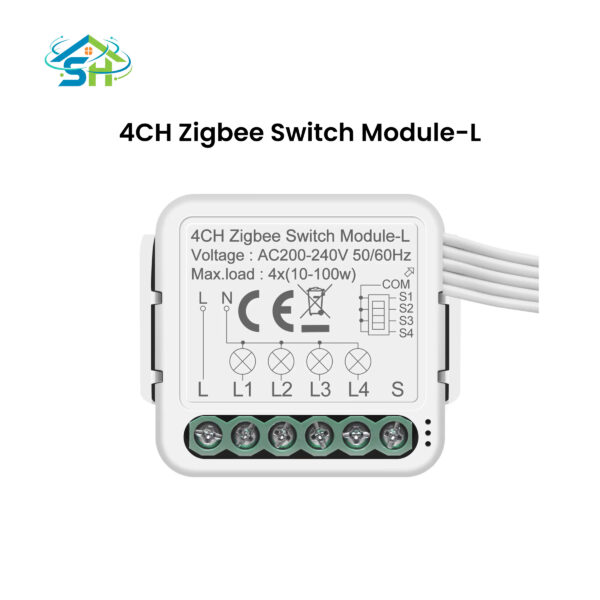 SafeHome 4 Gang No Neutral Wire Required Smart Switch Support 2 Way Control Tuya ZigBee Light Switch